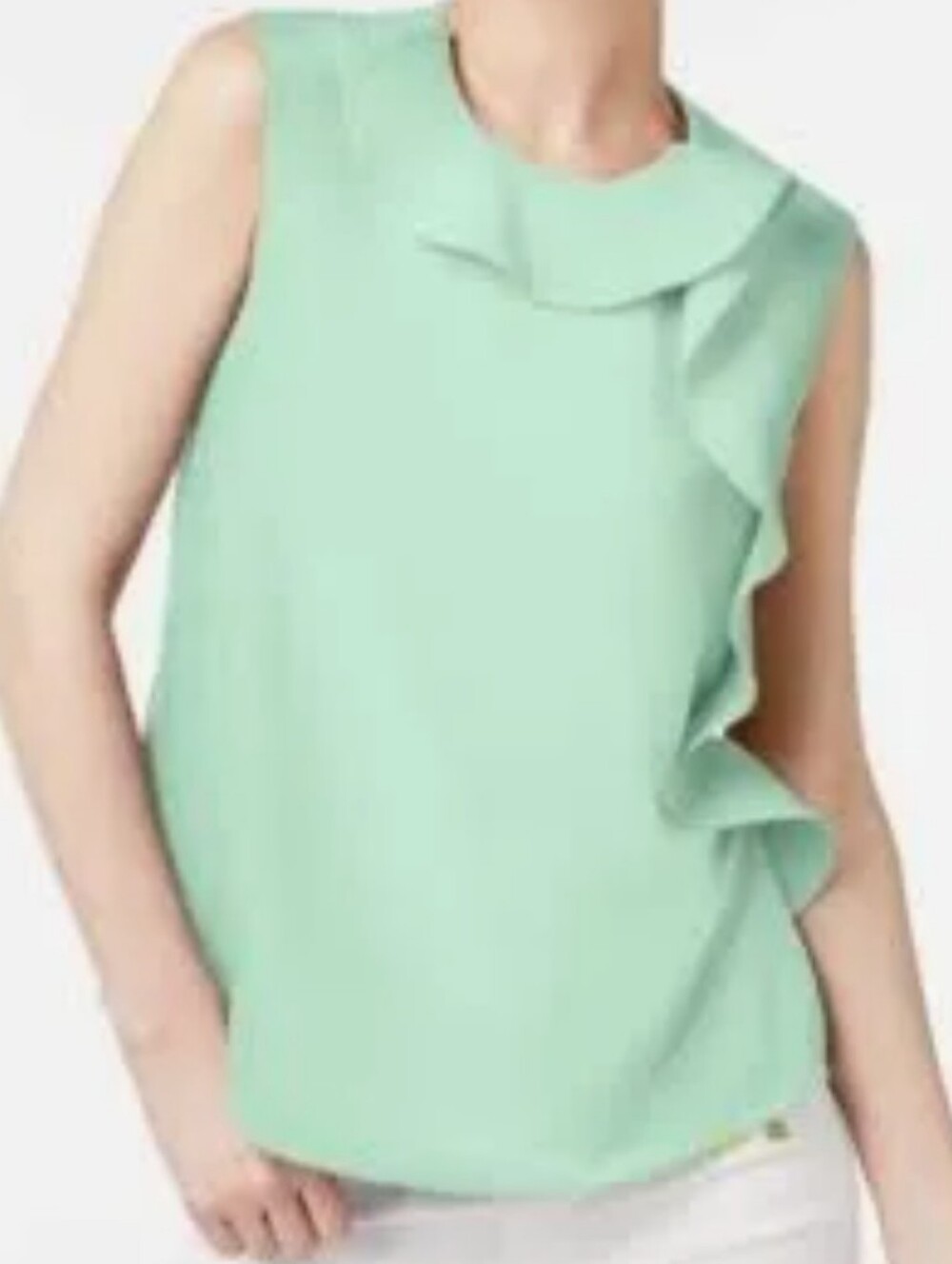 Cynthia Rowley Mint Green Ruffle-Trim Sleeveless Camisole